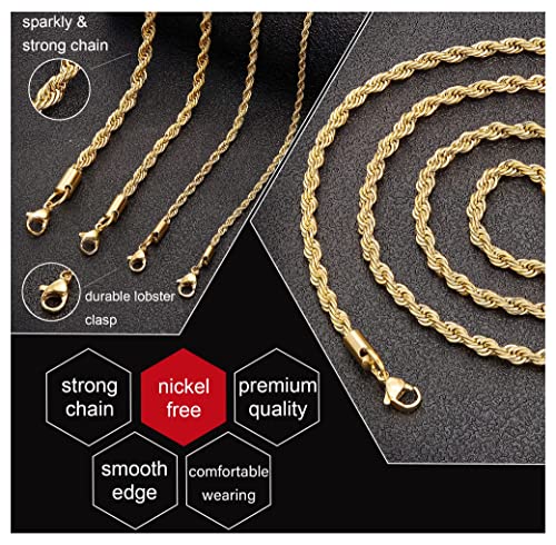 Chains for Men Stainless Steel Chain Necklace Twist Chain Necklace 5mm Rope Jewelry for Men Women 32 Inches