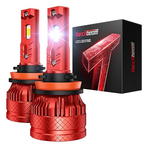 Torchbeam H9 H8 H16 Bulbs or H11 Fog Lights, 28000LM High Bright, 6500K Cool White H11 Powersport Bulbs, H9 Bulb with 60000Hrs Lifespan, CanBus Ready, 5Mins Quick Installation, Pack of 2