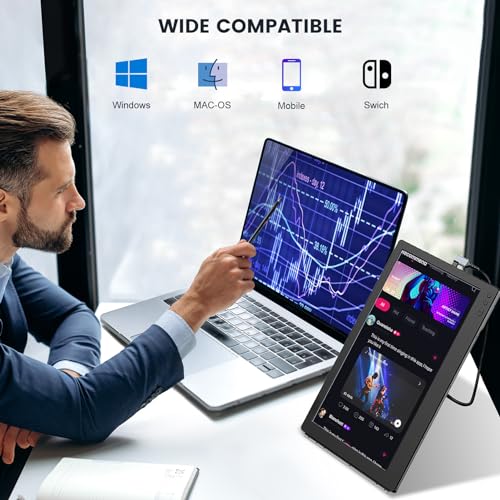 ZUMWALT Portable Laptop Screen Monitor Extender, 12-inch 1080P FHD Portable Monitors, USB-C/HDMI Plug-Play Travel Monitors for Laptop, Work with 13-16.1'' Laptop Mac, Windows, Chrome, Switch, PS5