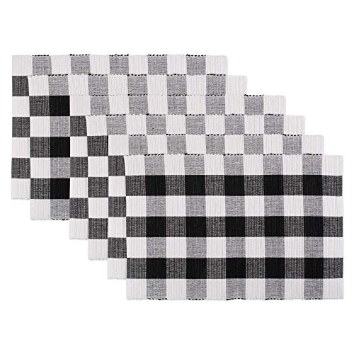 DII Buffalo Check Collection, Classic Farmhouse Tabletop Set, Napkin Set, 20x20, Gray & White, 6 Piece