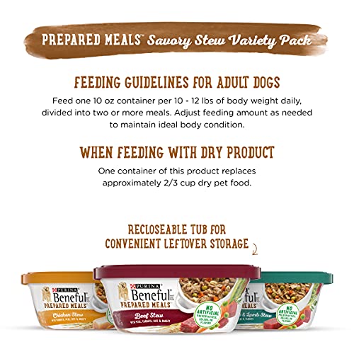 Purina Beneful Gravy Wet Dog Food Variety Pack, Prepared Meals Stew - (12) 10 oz. Tubs