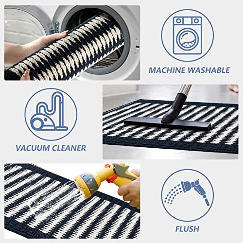 Timo Kitchen Runner Rug, 20"x32" +20"x63" Non Slip Rubber Backing Hallway Runner Rug, Absorbent Machine Washable Low Profile Small Runner Rug for Hallways Bedroom Entryway Laundry Room, Grey