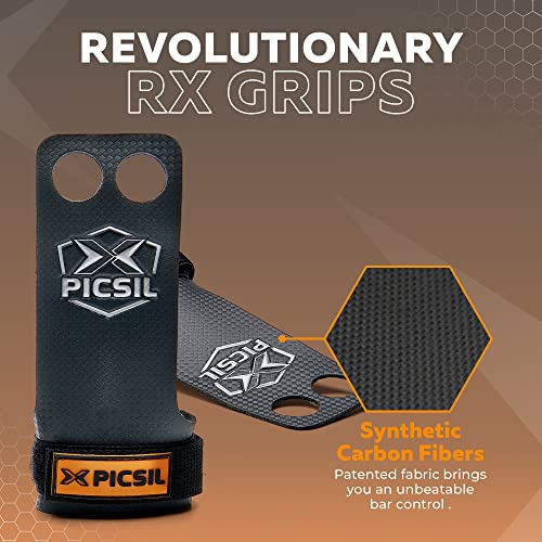 PICSIL RX Grips for Cross Training and Gymnastics, Carbon Fibre Material, Use with Magnesium, Grip on All Surfaces and Bars, Designed for All Athletes