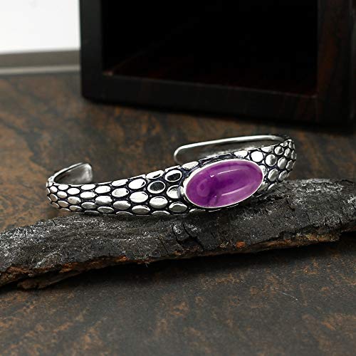 Natural Black Onyx Cuff Bangle 925 Silver Overlay Handmade Vintage Boho Style Jewelry Mother's Day Gifts For Women Mom Wife