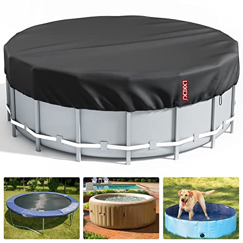 LXKCKJ 6 Ft Round Pool Cover, Solar Covers for Above Ground Pools, Stock Tank Pool Cover Protector with Pool Cover Accessories, Round Hot Tub Cover Ideal for Waterproof and Dustproof (Black)