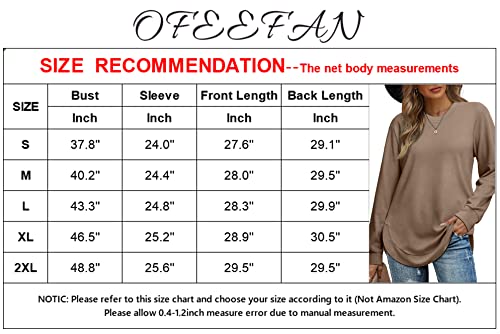 OFEEFAN Tops For Women Casual Fall Tunic Sweatshirts For Women Curved Hem Turquesa S