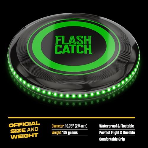 FlashCatch Light-up Flying Disc - Rechargeable, Multi Color, Motion Activated Frisbee - Teen Boy Gifts - Cool Birthday Men - 13 Year Old Boys Gift - Teenage Boy - Teens Stuff 10-12 12-14 13-15