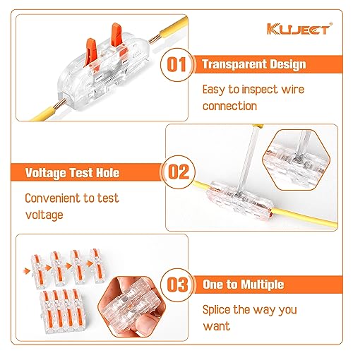 Kuject Electrical Lever Wire Connectors, 30PCS Wire Splice Connectors for 28-12 AWG, Wire Connectors Push-in with 1 to 1 Circuit Inline Splices