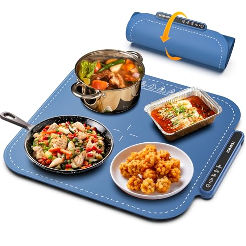 iTRUSOU Electric Warming Tray - Full Surface Heating,Rollable & Portable,Premium Silicone Nano-Material,3 Temperature Settings,Auto Shut-Off -Versatile Food Warmer for Pizza, Meals, and More