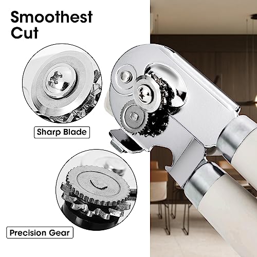 Can Opener Manual, Can Opener with Magnet, Hand Can Opener with Sharp Blade Smooth Edge, Handheld Can Openers with Big Effort-Saving Knob, Can Opener with Multifunctional Bottles Opener, Red