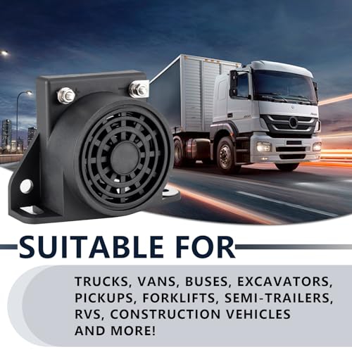 Car Back-up Alarm, 110dB 12V-48V DC Waterproof Industrial Heavy-Duty Backup Reverse Warning Alarm with Super Loud Beeper Tone for Truck Van Freight Car Lorry Heavy Vehicles banhao