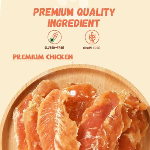 Pawmate Chicken Jerky Tenders, Healthy Natural Dog Treats Rawhide-Free Grain-Free Chicken Jerky for Dogs High Protein Training Treats Snacks for Small Medium Large Dogs 12 Counts