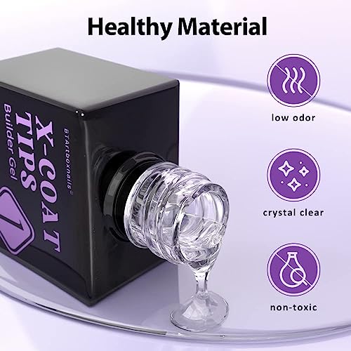 btartboxnails Nail Tips Builder Gel - Long Lasting 15ml Builder Gel with Portable Nail Lamp for French X-coat Tips, 30+Days Fench Protection Duo Nail Extension Tool for Nail Art