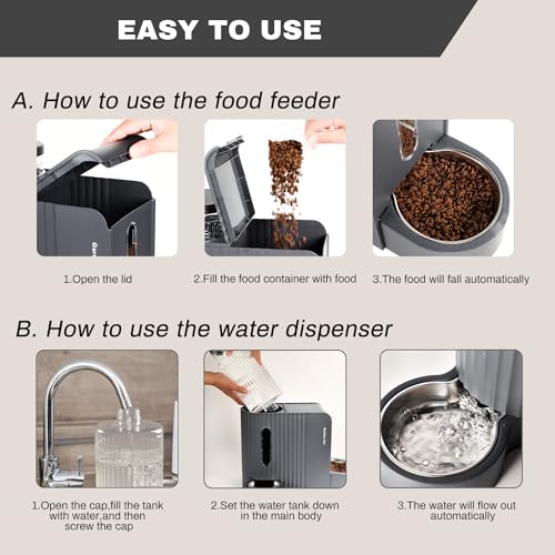 Gardner Pet Automatic Gravity Cat Food Feeder and Water Dispenser Stainless Steel Two-in-One Set Large Capacity Dispenser for Pets Dogs, Puppies, Kittens