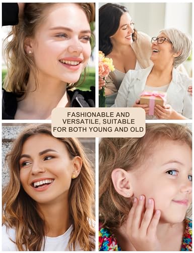 2 Pairs Stud Earrings for Women Initial Surgical Steel Earrings Set 316L Hypoallergenic Gold Plated Earrings W Letter Earring (Gold Color+Silver Color)