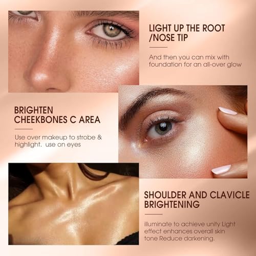 MAEPEOR Shimmer Body Luminizer 5 Colors Moisturizing Glow Illuminator Smooth and Non-sticky Summer Body Highlighter For Face & Body (80ML, 01 Silver)