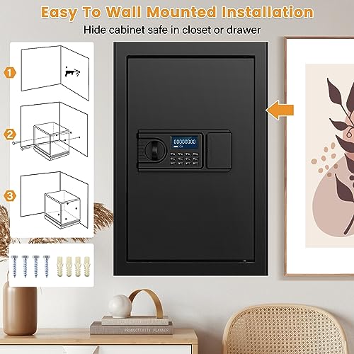 4.2 Cu ft Extra Large Safe Box Fireproof Waterproof, Security Home Safe with Fireproof Bag, LCD Digital Keypad Key Lock and Removable Shelf, Fire Document Safe for Money Medicines Jewelry Valuables