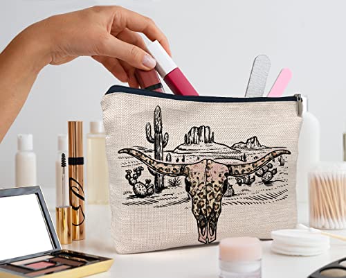 IWXYI Western Gifts Makeup Bag - Western Highland Cow Cosmetic Bags, Cow Makeup Bag, Cowgirl Gifts, Western Gifts for Women