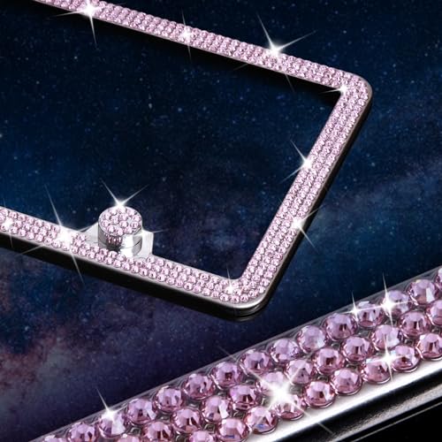 Pink License Plate Frame 1 Pack Bling License Plate Frame Rhinestone License Plate Frame Sparkly License Plate Frame Diamond License Plate Frame Bedazzled License Plate Frame with Bling Cup Coasters