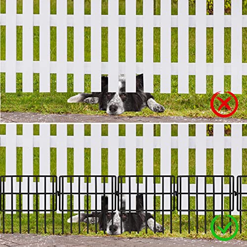 Getlay 10 Pack Animal Barrier Fences, 1.5" Gap No Digging Garden Fence Panels, Metals Black Deterrent Fence for Dogs Rabbits, Decorative Fence for Outdoor Landscape Patio Total 10 ft(L)×13 in(H)