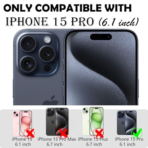 Annymall for iPhone 15 Pro Case with 2 Screen Protector,Shockproof Drop Protection Full Body Heavy Duty 3-Layer Military Rugged Durable Phone Cover for Apple iPhone 15 Pro 6.1" (Black)