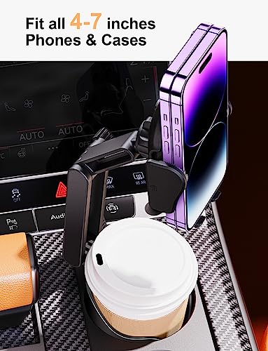 TAZENI 2-in-1 Cup Holder Phone Holder for Your Car Bottle Friendly Cup Cell Phone Holder Mount for Car Height Adjustable Sturdy Fit 4-7 inches Phones