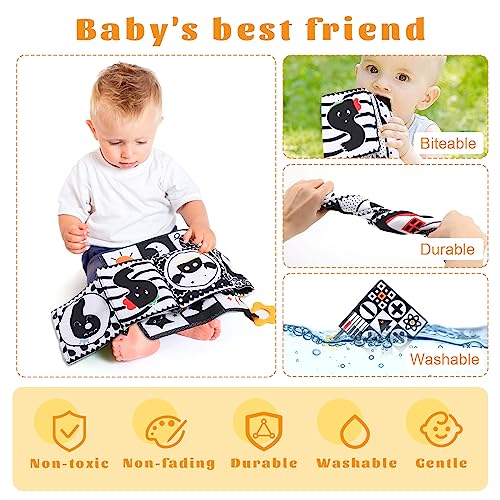 AJsupojouet 3 Pcs Car Seat Toys for Babies 0-6 Months，Black and White Baby Hanging Rattle Toys for Crib Mobile，High Contrast Baby Toys for Newborn Toys，Infant Sensory Toy Best Gift for 0-6 6-12months