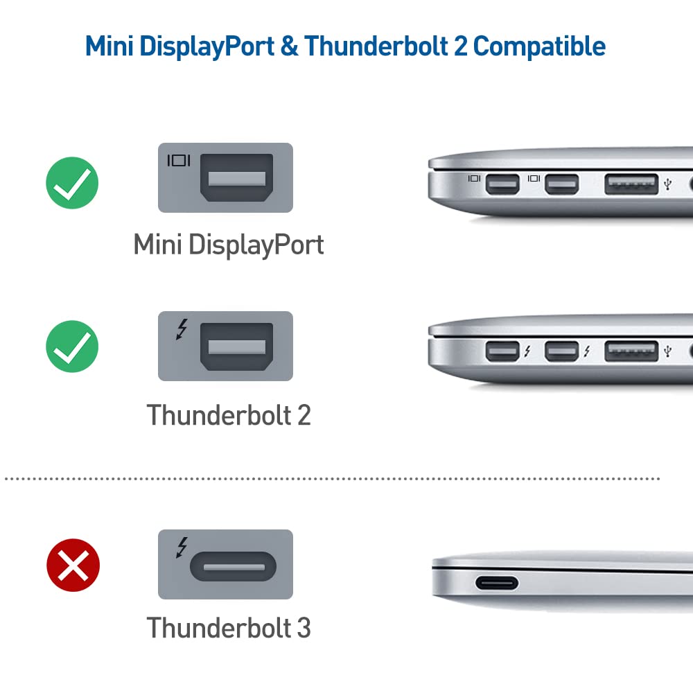 Cable Matters 2-Pack 32.4Gbps 8K Mini DisplayPort to DisplayPort 1.4 Adapter (Mini DP to DP 1.4) in Black - 8K@60Hz, 4K@120Hz Resolution Ready - Thunderbolt and Thunderbolt 2 Port Compatible