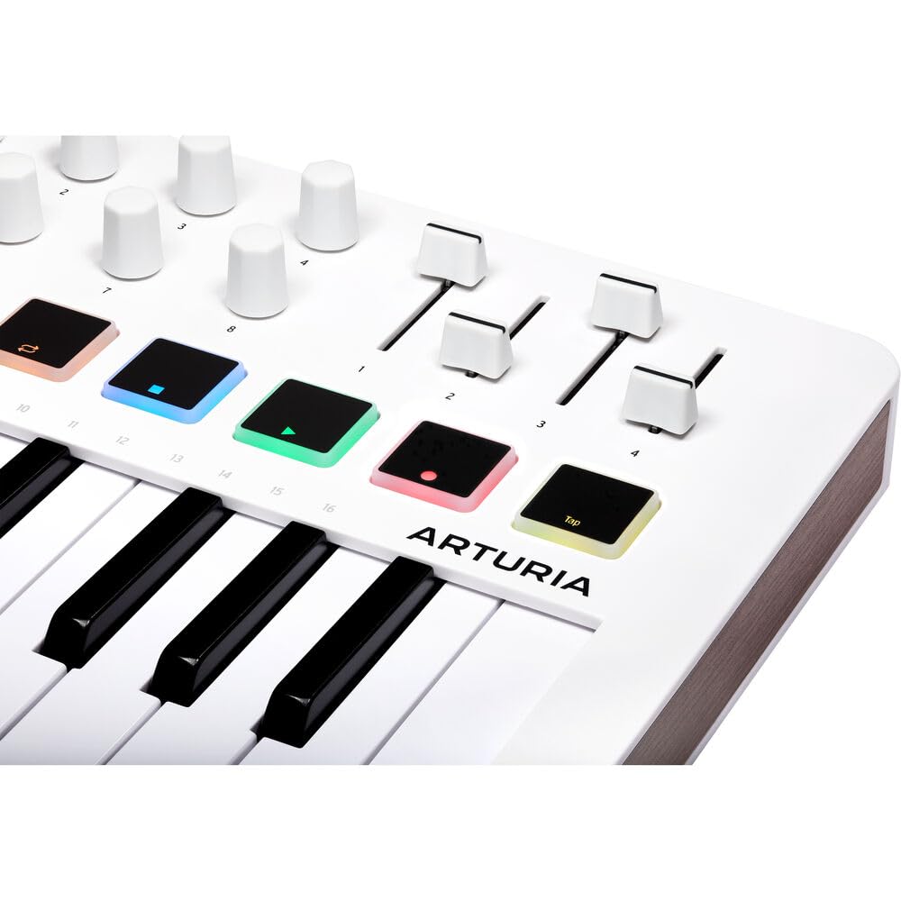 Arturia MiniLab 3 Compact MIDI Keyboard and Pad Controller (White) Bundle with 6ft MIDI Cable & Cleaning Cloth (3 Items)