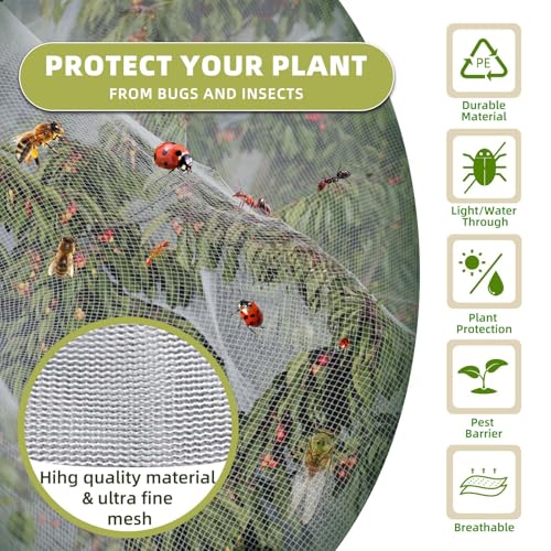 Bird Netting for Garden Protection, CANAGROW 4 Pack Garden Plant Mesh Netting Covers Bags with Drawstring, Insect Bird Barrier Bug Netting for Fruit Blueberry Bushes Vegetable Flower (3.3x2.6FT)