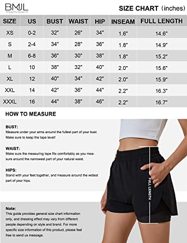 BMJL Women's Running Shorts Elastic Waistband High Waisted Shorts Pockets Sporty Workout Shorts Gym Athletic Shorts Pant(S,Black359)