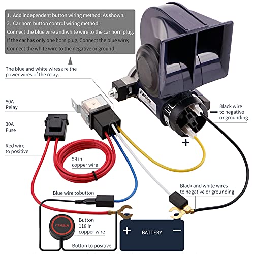 FARBIN Mini Air Horn 12V 150db Super Loud, Compact Car horn with Compressor and Wiring Harness for Any 12V Vehicles