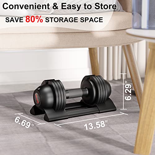 ALTLER Adjustable Dumbbell, 2PCS 22lb Dumbbell Set with Tray for Fitness, Fast Adjust Weight by Turning Anti-Slip Handle, Safety with 8 Lock Slots, Suitable for Men and Women, Black (AL-DB2202)