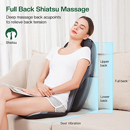 Snailax Back Massager with Soothing Heat, Gifts for Men, Women, Electric Deep Tissue Kneading Full Body Massage Chair for Back Pain, Home, Office Use, App Control