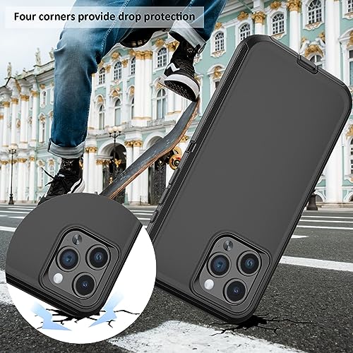 TMIDVFV Compatible with iPhone 15 Pro Case, with Belt Clip Holster Heavy Duty Rugged Shockproof Full Body Protection Kickstand Cover for iPhone 15 Pro 6.1 inch Phone (Black)