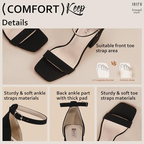 IDIFU Blue Heels High Chunky Block Heels Square Open Toe Ankle Strap Heeled Sandals Wedding Bridal Prom Dressy Comfortable Sexy Trendy Bride Bridesmaid Dress Shoes Cute Thick Heels(Blue Suede, 12)