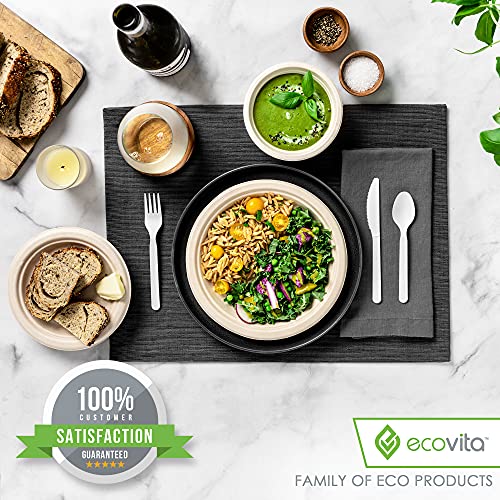 Ecovita 100% Compostable Paper Plates [7 in.] – 150 Disposable Plates Eco Friendly Sturdy Tree Free Liquid and Heat Resistant Alternative to Plastic or Paper Plates