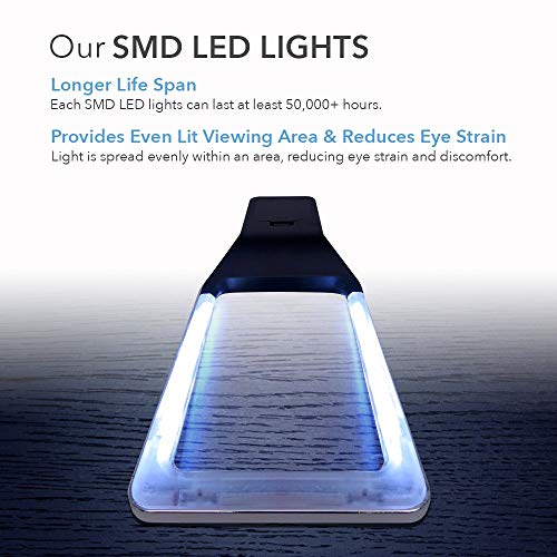 MagniPros 6X Rechargeable Magnifying Glass with 3 Color Light Modes & Anti-Glare Lens - Relieve Eye Strain | Perfect for Low Vision Seniors, Macular Degeneration & Fine Print