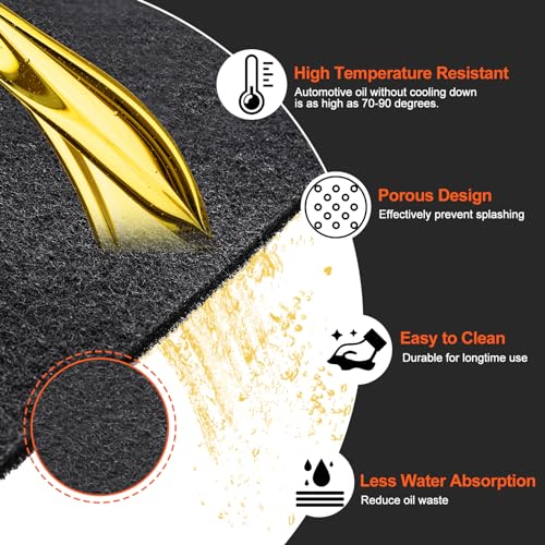 VANPET 22" Square Oil Drain Splash Pad, Oil Drip Pad,Splatter Pad for Car Changing Oil Pan,No Splatter Pad for Drain Pan (22''x 22'')