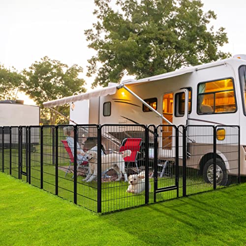 Yaheetech Dog Pen, 2 Panels 32 inch Height Pet Playpen for Puppy/Cat/Rabbit/Small Animals Heavy Duty Metal Exercise Barrier Dog Fence Accessories for Camping Garden Yard Black