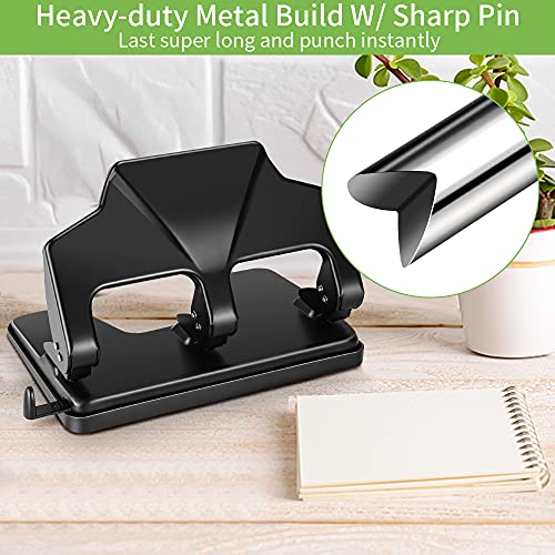 3 Hole Punch Heavy Duty, 40-Sheet Three Hole Punch, AFMAT Heavy Duty Hole Puncher 3 Ring, Large 3 Hole Paper Punch, 50% Reduced Effort 3-Hole Punch, Metal Paper Puncher w/Large Chip Tray