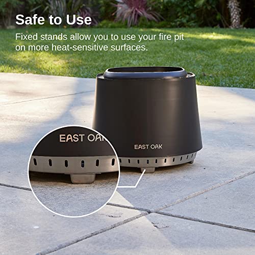 EAST OAK Fire Pit Smokeless 17'' Firepits for Outside Patio, 304 Stainless Steel Wood Burning Fireplaces, Portable Outdoor Bonfire Pit with Poker, Stand & Removable Ash Pan for Camping, Chisel Steel
