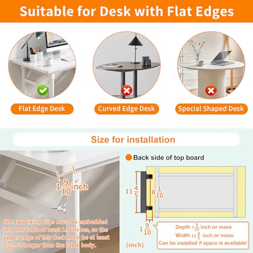 LUKETURE Desk Side Storage, Under Desk Storage, Steel Desk Hanging Organizer, Laptop Holder, with Pen Holder, No Drill Side Desk Organizer, Desk Storage Holder for Office and Home