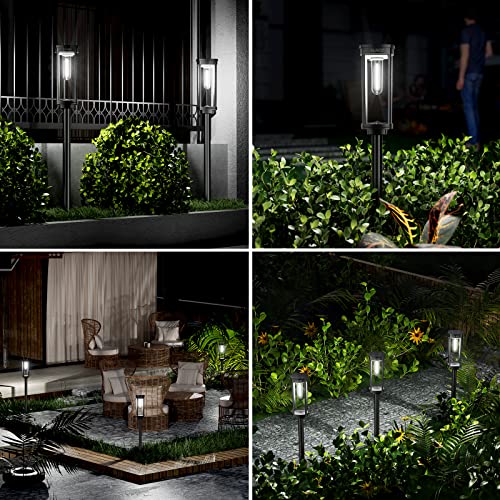 ALFIOT Solar Pathway Lights Solar Outdoor Lights Pathway Waterproof 4 Pack Upgraded Solar Walkway Landscape Lights Outdoor Driveway Lights,Auto On/Off Lights for Yard Lawn Patio (Cool White)
