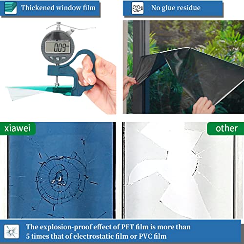 Heat Control Window Film, Window Tint Sun Blocking Blackout and UV Protection, one-Way Privacy Mirror Reflective Film,Explosion-Proof Premium PET Material Cosmic Black, 17.5 Inch x 6.5 Feet