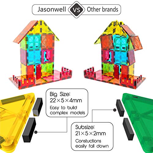 Jasonwell Magnetic Tiles Building Blocks Set for Boys Girls Preschool Educational Magnet Construction Kit Stacking STEM Toys Christmas Birthday Gifts for Kids Toddlers 3 4 5 6 7 8 9 10 + Year Old