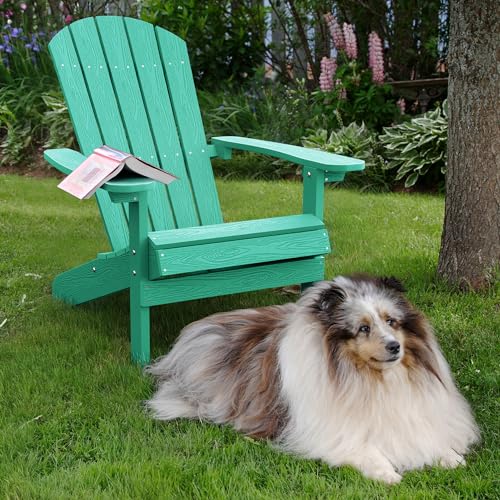 Adirondack Chairs Set of 2 Plastic Weather Resistant, Outdoor Chairs 5 Steps Easy Installation, Like Real Wood, Widely Used in Outdoor, Patio, Lawn, Fire Pit, Deck, Outside, Garden Chairs (White)
