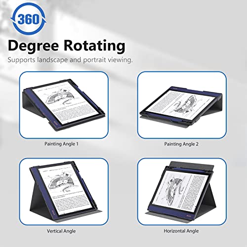 E NET-CASE Case for BOOX Note Air 2, BOOX Note Air 2 Plus 2022, Vertical Design, 360 Degree Rotating Stand Cover for 10.3 Inch BOOX Note Air 2 with Pencil Holder (Black)