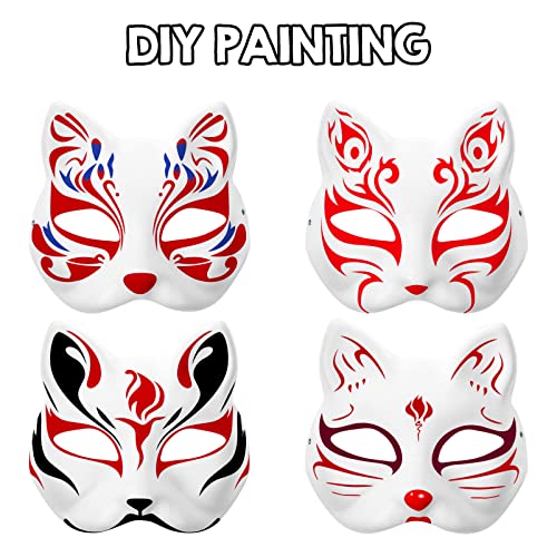 Toyvian Therian Mask Cat Masks Fox Mask Set White Paper Mask Hand Painted Blank Mask Diy Your Own Mask Cosplay Fox and Cat Animal Mask DIY Blank Masks Masquerade Accessories