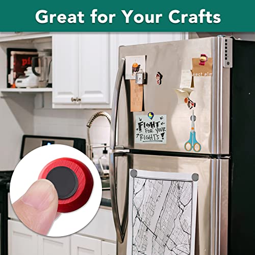 TRYMAG Magnets for Crafts, 5 Different Size, 100Pcs Strong Ceramic Magnets with Adhesive Backing for Crafts, Small Round Magnets Flat Ferrite Craft Circle Magnets for Refrigerator, Button, Hobbies